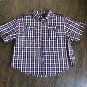 Roca Wear Men’s Plus Size Classic Button Front, Navy Plaid, Size 5XL